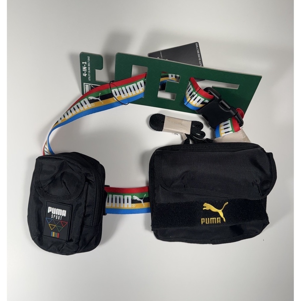 PUMA 4-in-1 Utility Sling Belt Bag Black Multicolor Men's Adjustable *NEW*